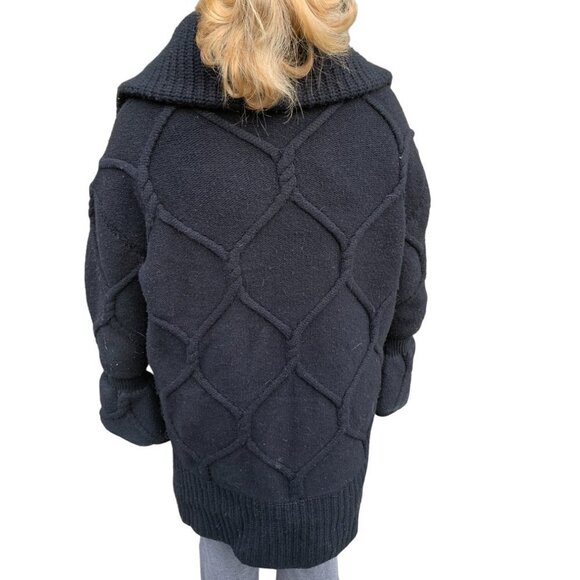 VINTAGE Cashmere Wool Quilted Burberry Jacket XL Black - Picture 7 of 10